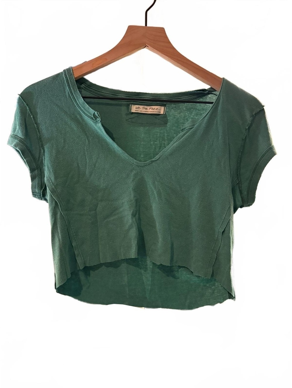We The Free Small Green Cropped T-Shirt - Small